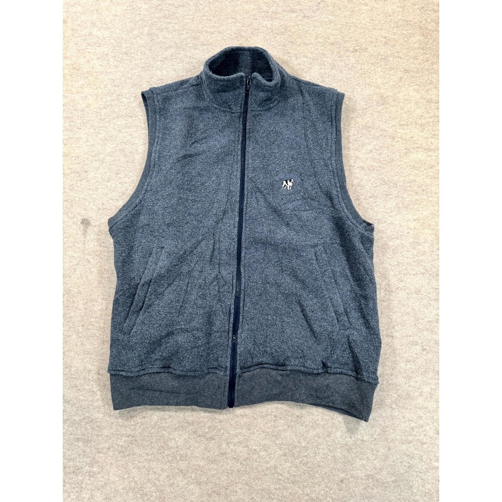 Big Dogs Vest Mens Medium Gray Embroidered Logo Fleece Winter Full Zip